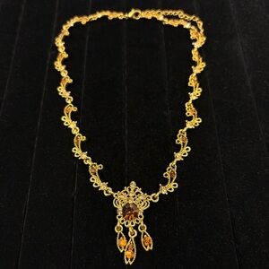 Bohemian Chic Ornate Dangle Pendant Detail Necklace